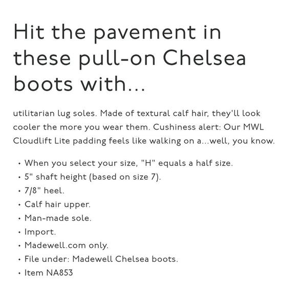 MADEWELL The Citywalk Lugsole Chelsea Boot in Calf Hair - Picture 7 of 7